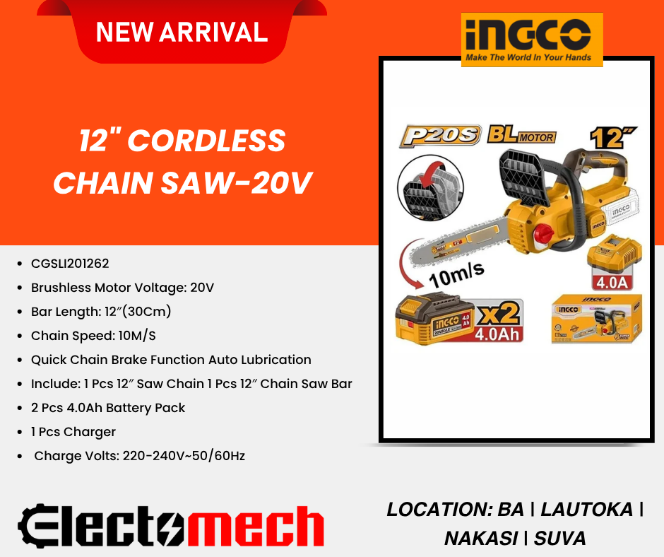 new arrival - CGSLI201262 12" Cordless Chain Saw-20V - Image 1
