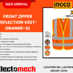 Front Zipper Reflection Vest-Orange-XL